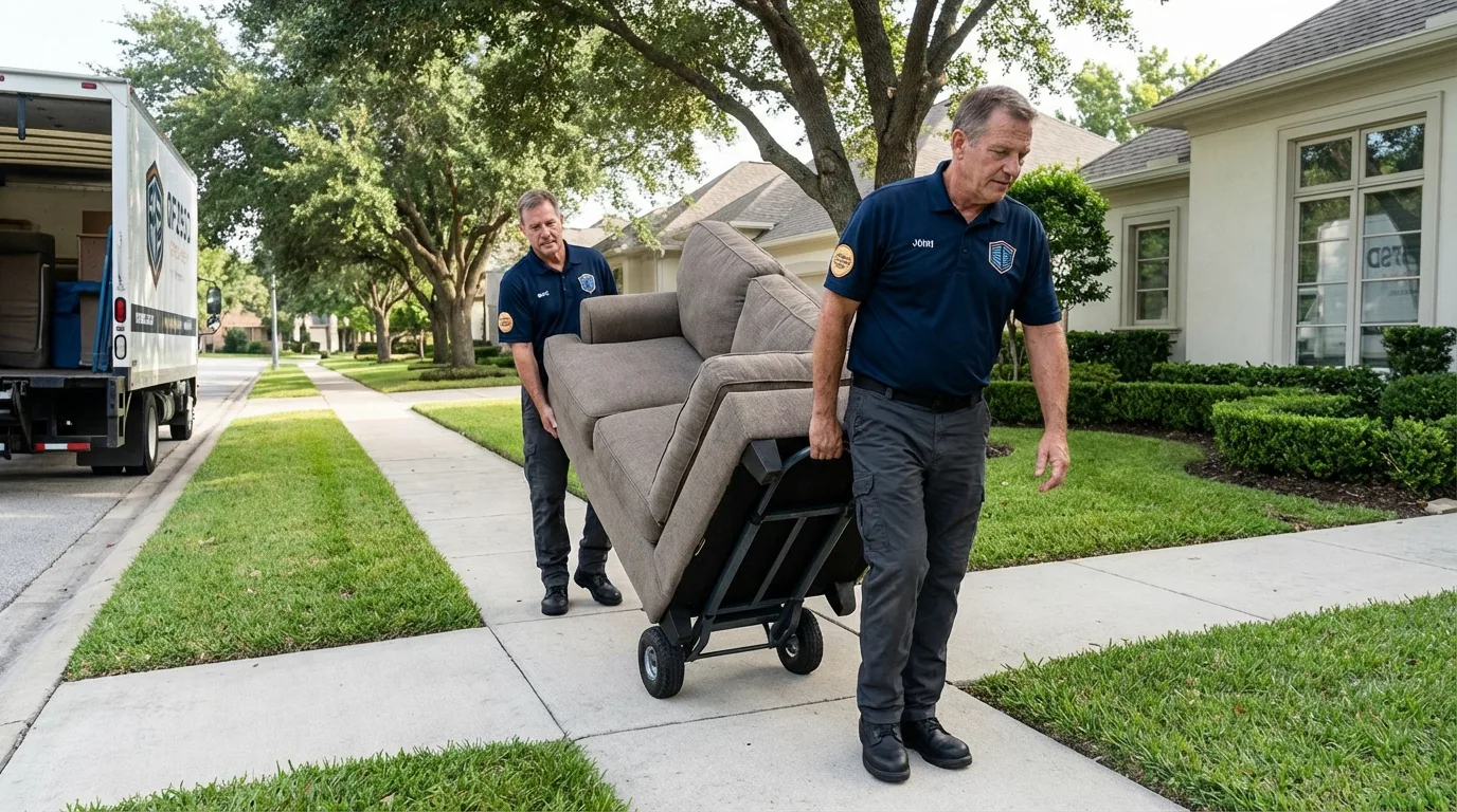 Local residential moving crew loading furniture in Pauls Valley, OK